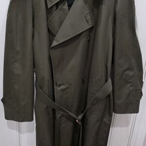 Men's Olive Double-Breasted Trench Coat